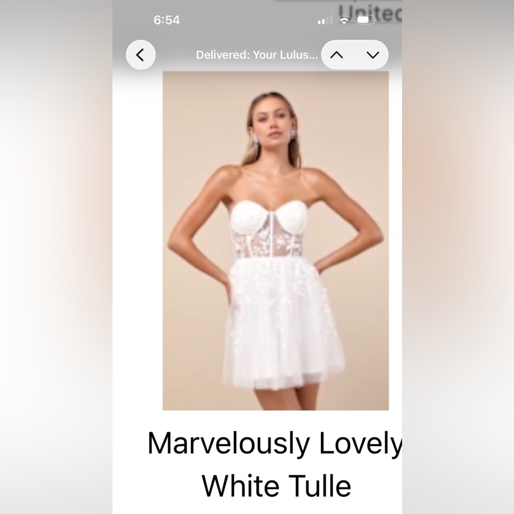 Lulus White Mini Bridal dress size S